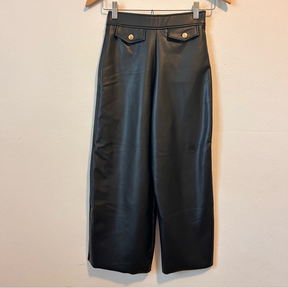 New! Zara Girls 11-12 Size Black Faux Leather Pants